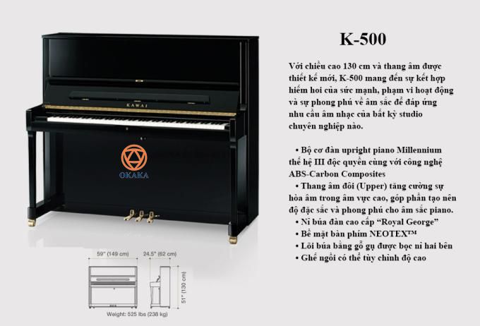 Ở đây chúng ta sẽ xem xét kỹ hơn 2 cây đàn upright piano Kawai K-300 và K-500. Cả hai đều được ra mắt vào năm 2014 và điều chắc chắn là chất lượng của 2 model đều đáp ứng tiêu chuẩn cao của dòng K-series.