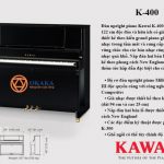 Đàn upright piano Kawai K-400 với chiều cao 122 cm độc đáo và hữu ích có giá nhạc được thiết kế theo kiểu grand piano giúp đặt bản nhạc trong tầm mắt và cung cấp một giá đỡ vững chắc cho các bản nhạc cũng như sách nhạc quá khổ. Nắp đàn hai bản lề càng tăng thêm sức hấp dẫn đặc biệt cho cây đàn.