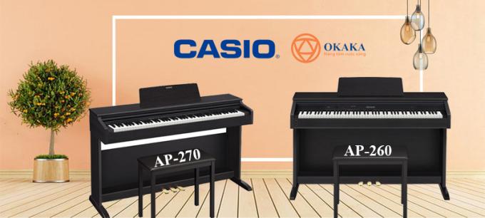 Đàn piano điện Casio AP-270 mới có một số nâng cấp rất khác biệt so với model AP-260 trước đó nhưng lại có cùng giá nên đây là tin rất tốt. Bằng việc cho ra mắt AP-270, Casio đã thực sự vượt trội trong ý tưởng sản xuất một cây đàn piano cung cấp trải nghiệm chơi piano tự nhiên hơn và thực tế hơn bất kỳ thương hiệu nào khác trong phạm vi giá này và đó thực sự là những gì Casio làm tốt. Những ai đang tìm kiếm một nhạc cụ chất lượng giá rẻ có thể thấy đây là một nhạc cụ phù hợp cho cả người mới bắt đầu lẫn người chơi cao cấp hơn.
